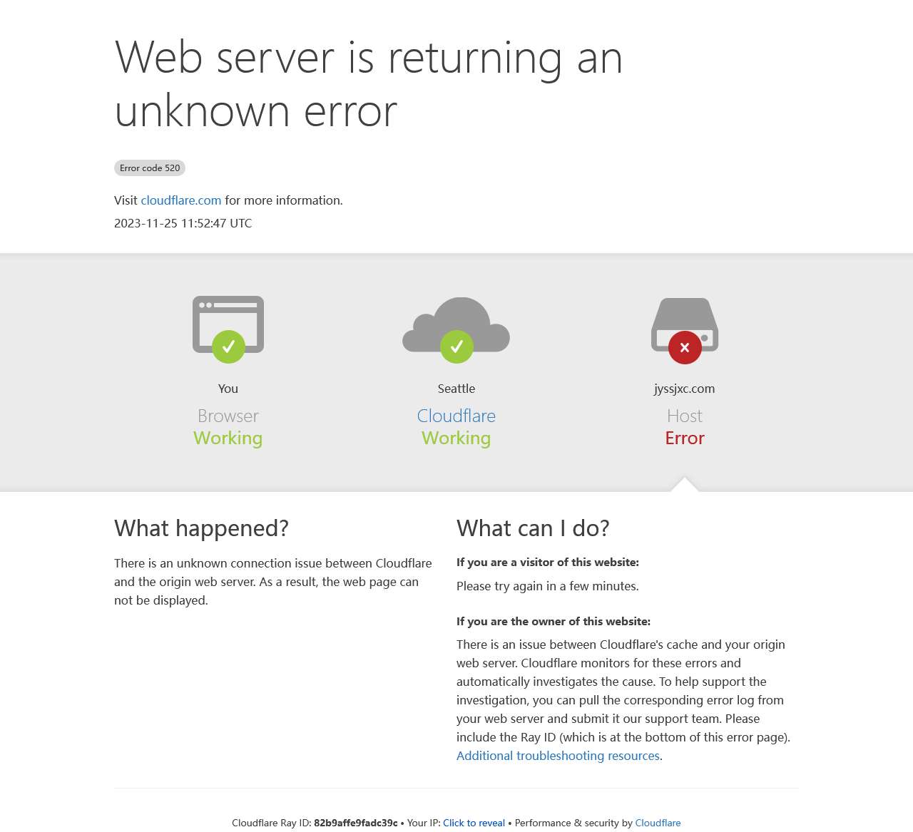 jyssjxc.com | 520: Web server is returning an unknown error