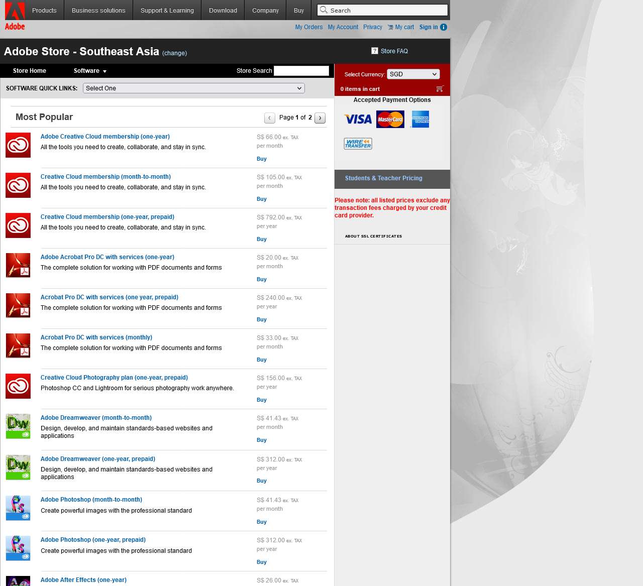 Adobe Store - Most Popular