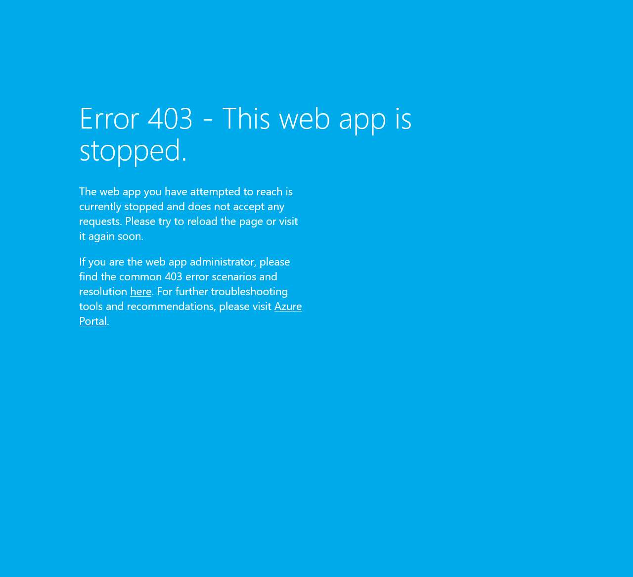 Web App - Unavailable