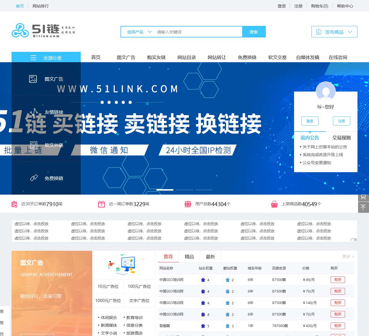 买卖链接_友情链接购买_网站图文广告位_软文外链平台-51链