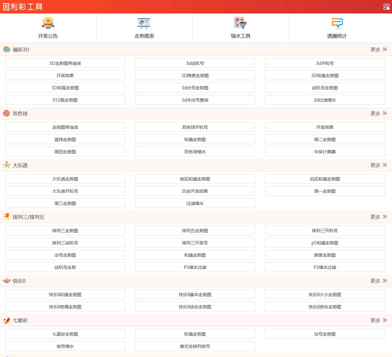 利彩工具 - 专业的全国彩工具|全国彩走势图|全国彩遗漏统计|双色球走势图|双色球开奖结果