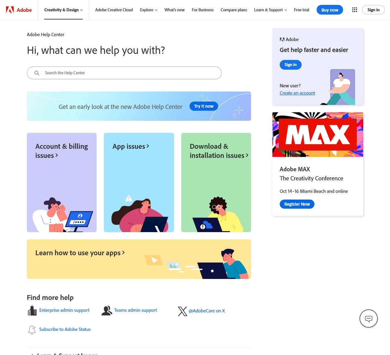 Adobe Help Center