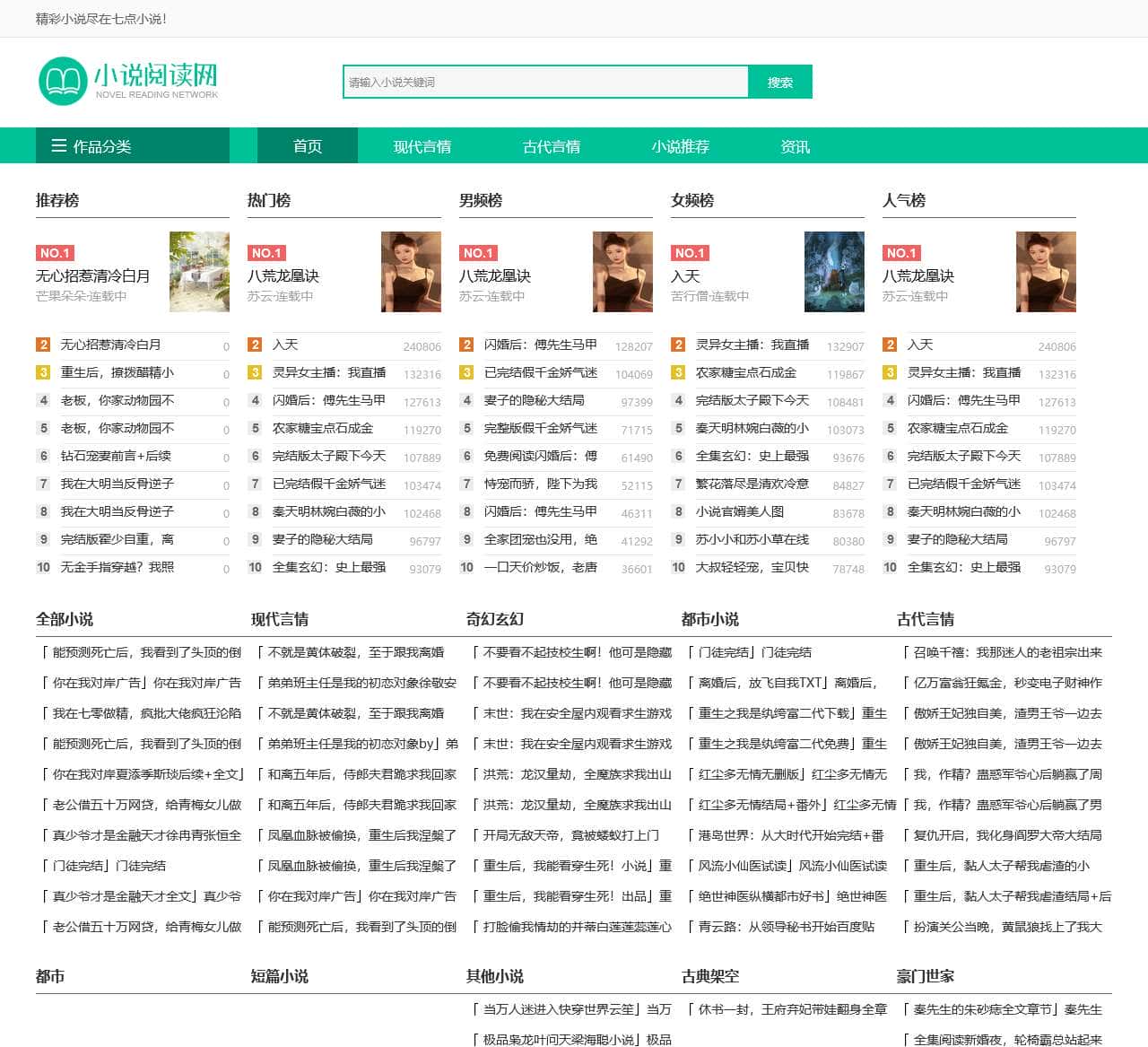 七点小说为您推荐免费全本小说导航