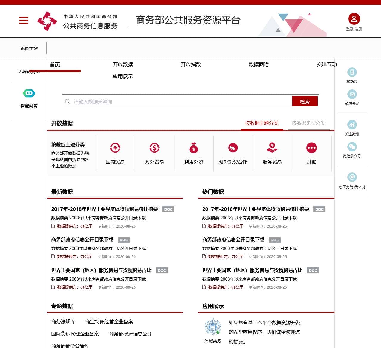 商务部公共服务资源平台