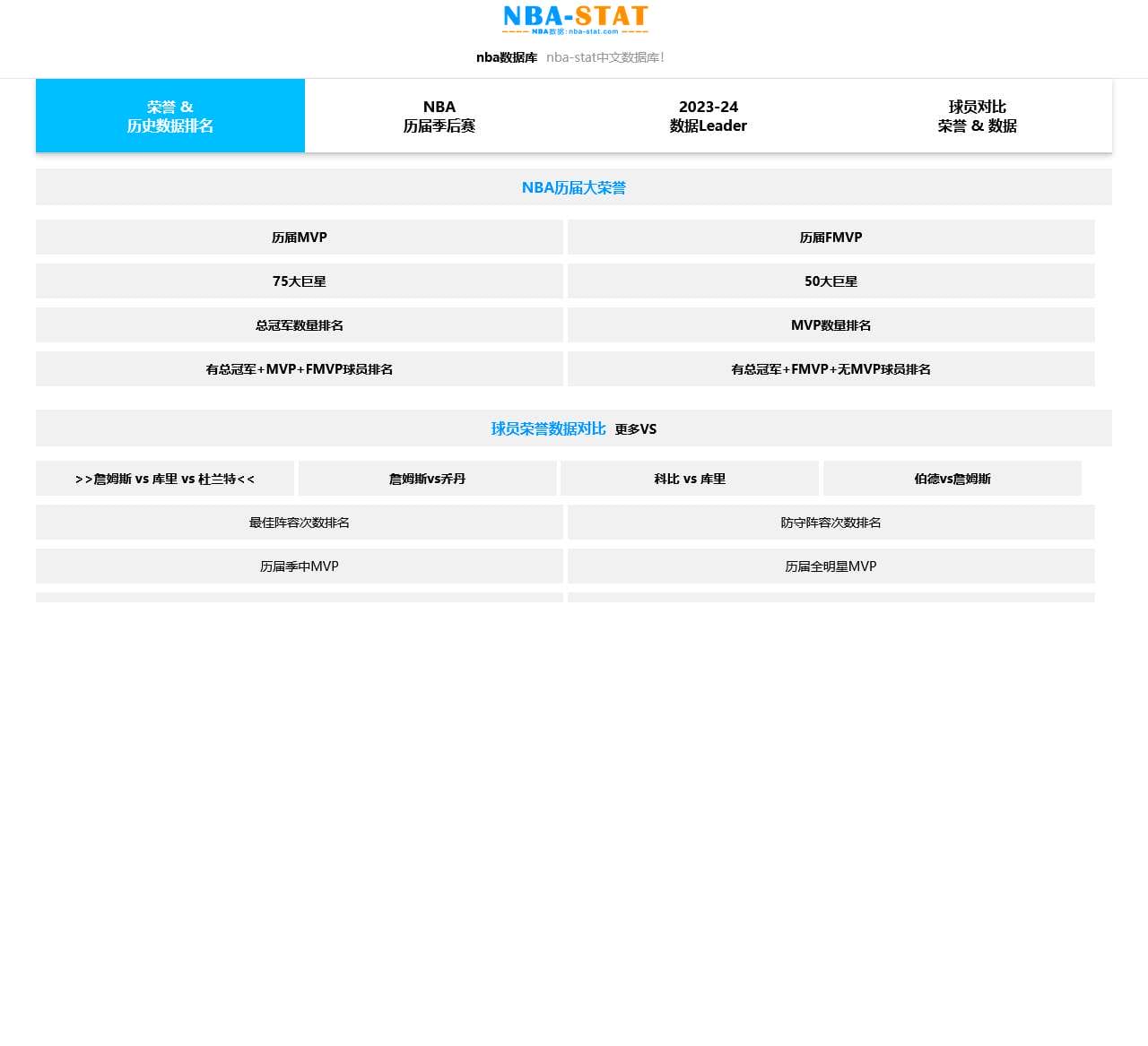 nbastat-nba数据库-nba球员数据统计网站