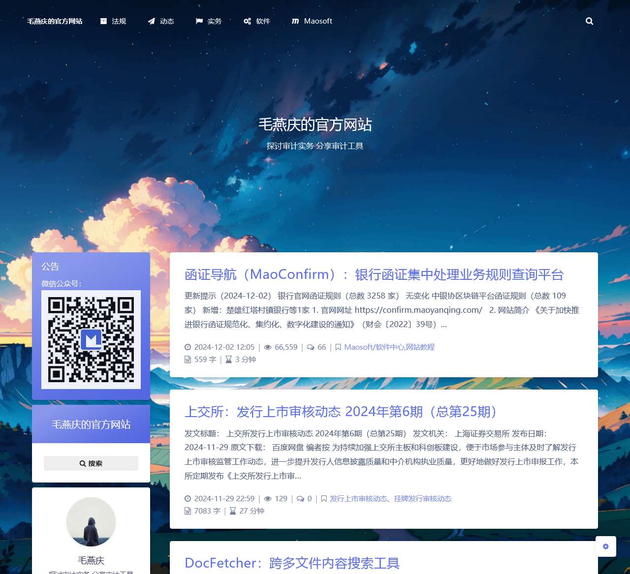 毛燕庆的官方网站 – 探讨审计实务 分享审计工具