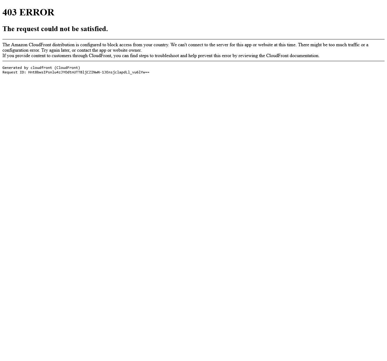 ERROR: The request could not be satisfied